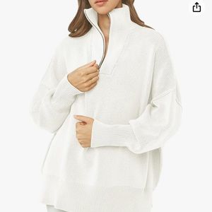 Amazon White Long-Sleeve Quarter Zip